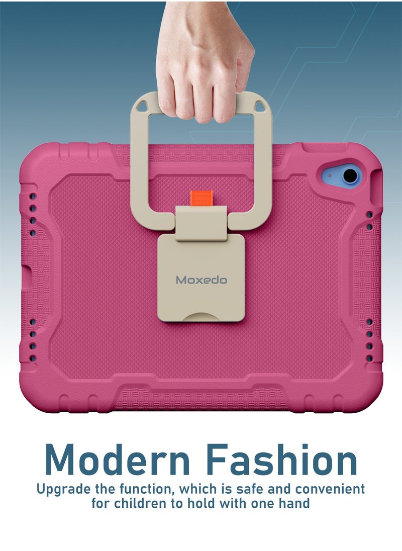 Moxedo Moxedo Rugged Protective EVA Silicone Kids Case Cover, Shockproof Foldable 360 Rotatable Stand Handle Grip with Pencil Holder Compatible for Apple iPad 2022 (10th Gen) 10.9 inch (Rose Pink)  - Image 4