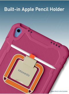 Moxedo Moxedo Rugged Protective EVA Silicone Kids Case Cover, Shockproof Foldable 360 Rotatable Stand Handle Grip with Pencil Holder Compatible for Apple iPad 2022 (10th Gen) 10.9 inch (Rose Pink)  - Image 3
