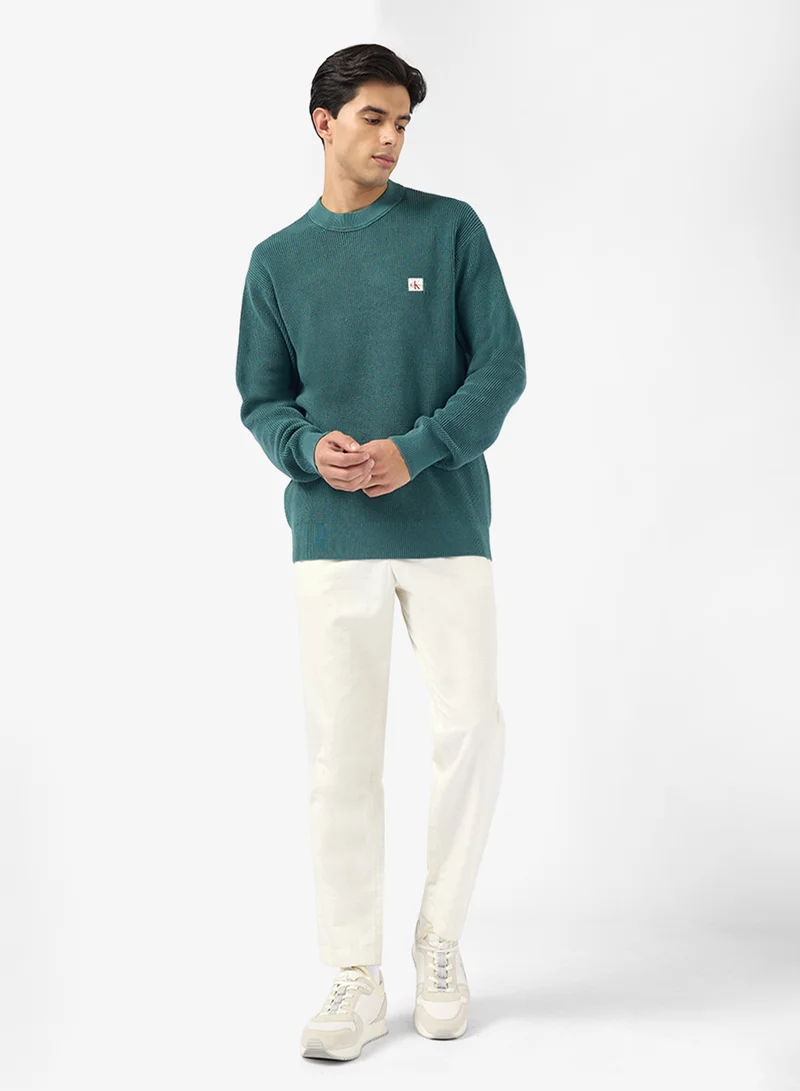 كالفن كلاين جينز Waffle Cotton Monogram Jumper