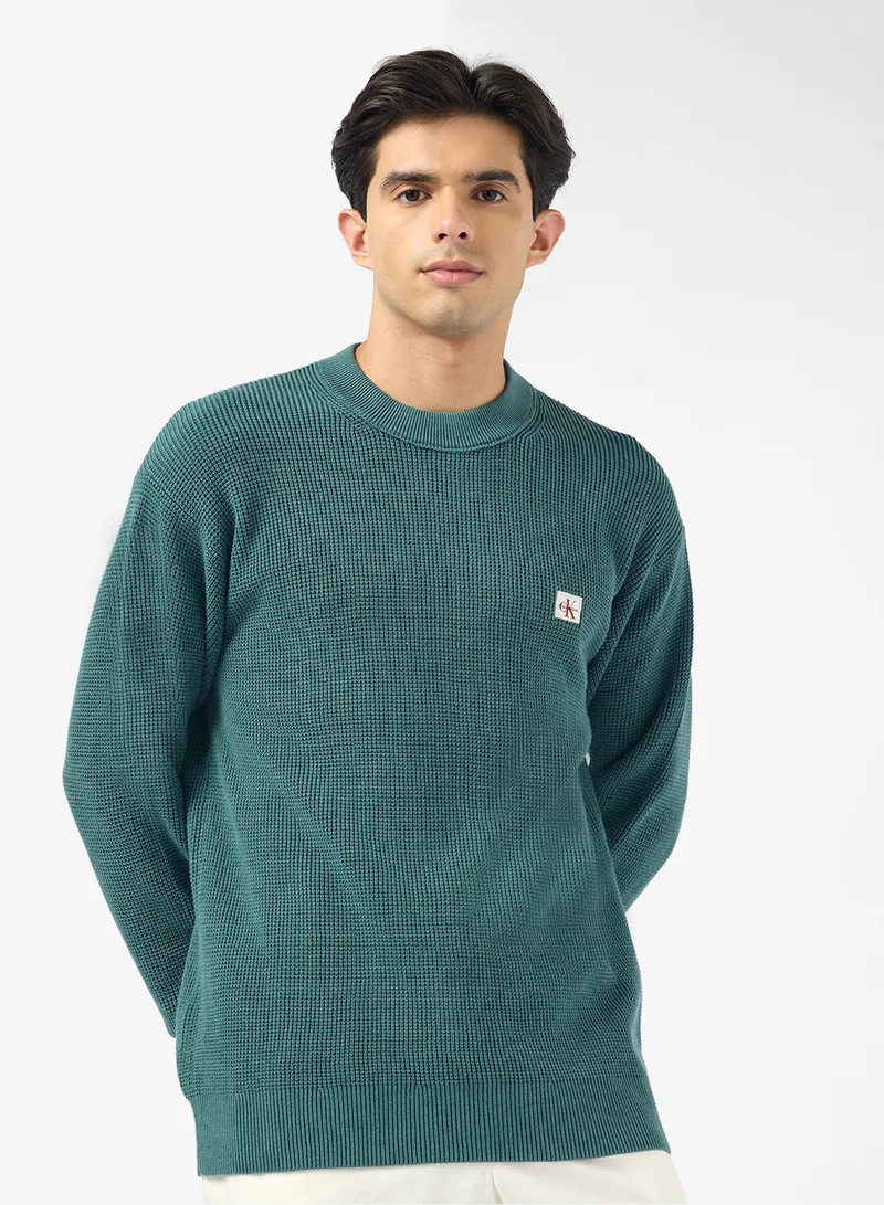 Calvin Klein Jeans Waffle Cotton Monogram Jumper