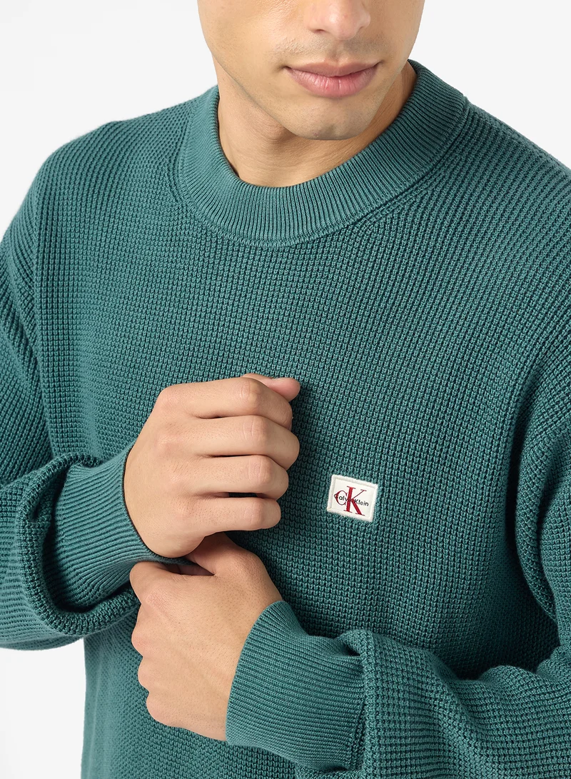 كالفن كلاين جينز Waffle Cotton Monogram Jumper