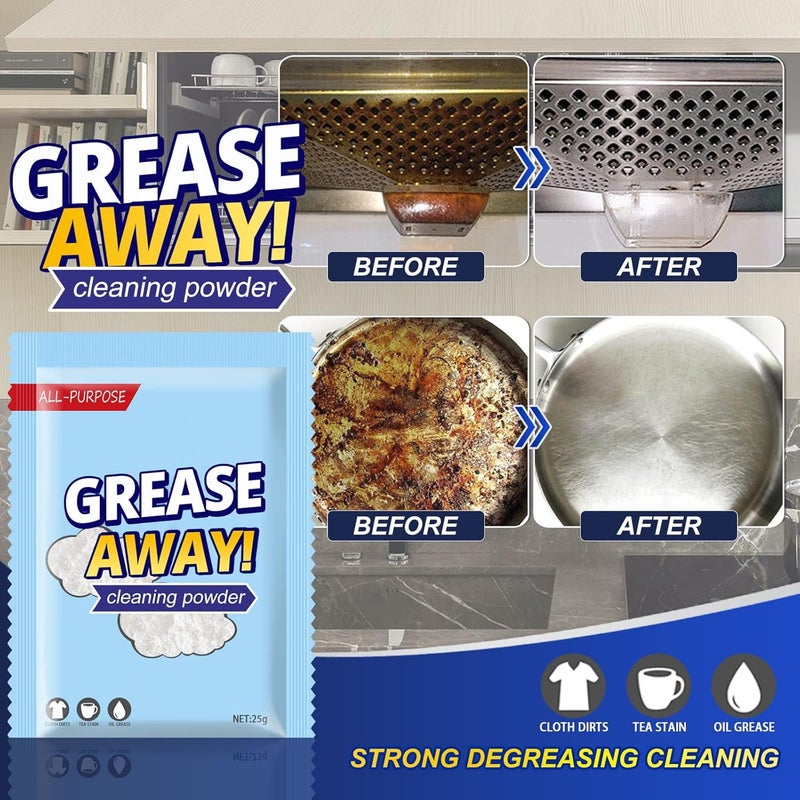 klarako Greaseaway Powder Cleaner, Foam Heavy Grease Cleaner, All-purpose Magic Cleaning Powder, Multi-purpose Stain Removal Kitchen Grease Cleaner, Kitchen Detergent, Home Kitchen Sink Detergent - Image 2
