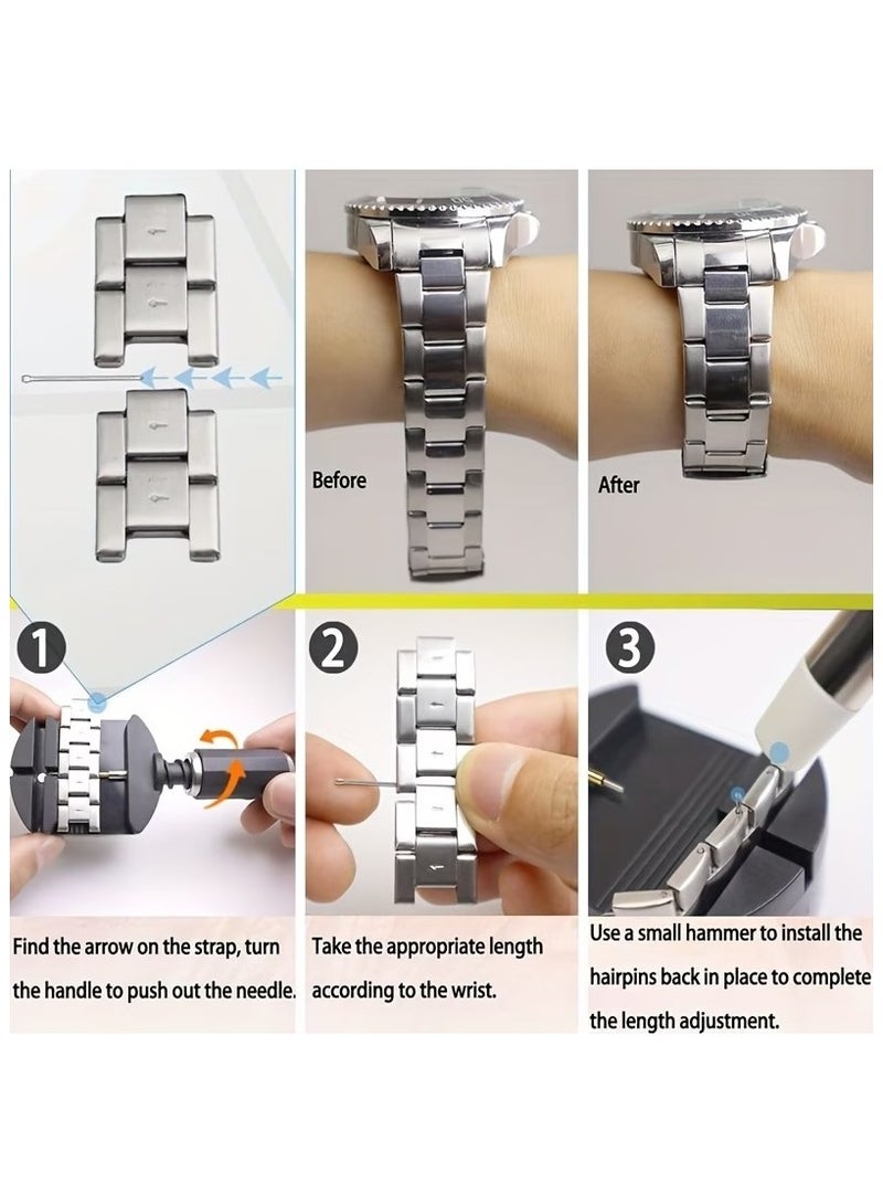 HIAS Pro Watch Repair Tool Kit 11 Pcs Watch Strap Link Removal & Adjustment Kit – Watch Band Sizing Tool Set with Pin Remover, Pin Punch & Hammer for Bracelet Resizing, Watch Repair & Maintenance Accessories. - Image 4