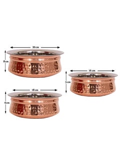 Royal Copper HandMade Hammered Handi Pot  Set of 3 pieces  - Image 2