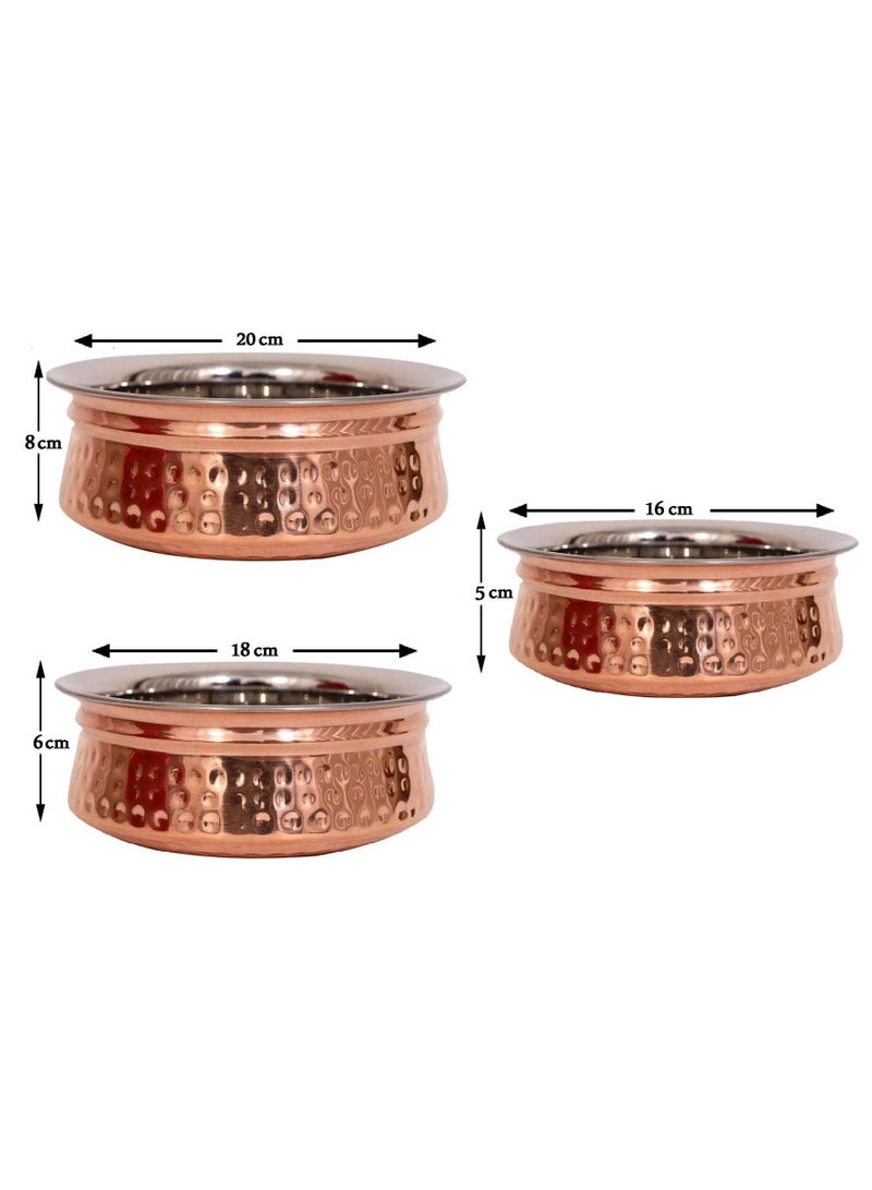 Royal Copper HandMade Hammered Handi Pot  Set of 3 pieces - Image 2