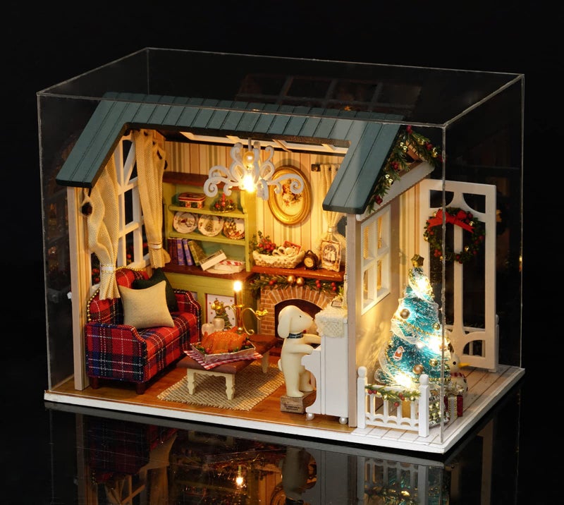 Tiandirenhe DIY Miniature Dollhouse Kit Realistic Mini 3D Wooden Mini Doll House Room with Furniture LED Lights Christmas Decoration Birthday Gift for Teens Adults Holiday time - Image 3