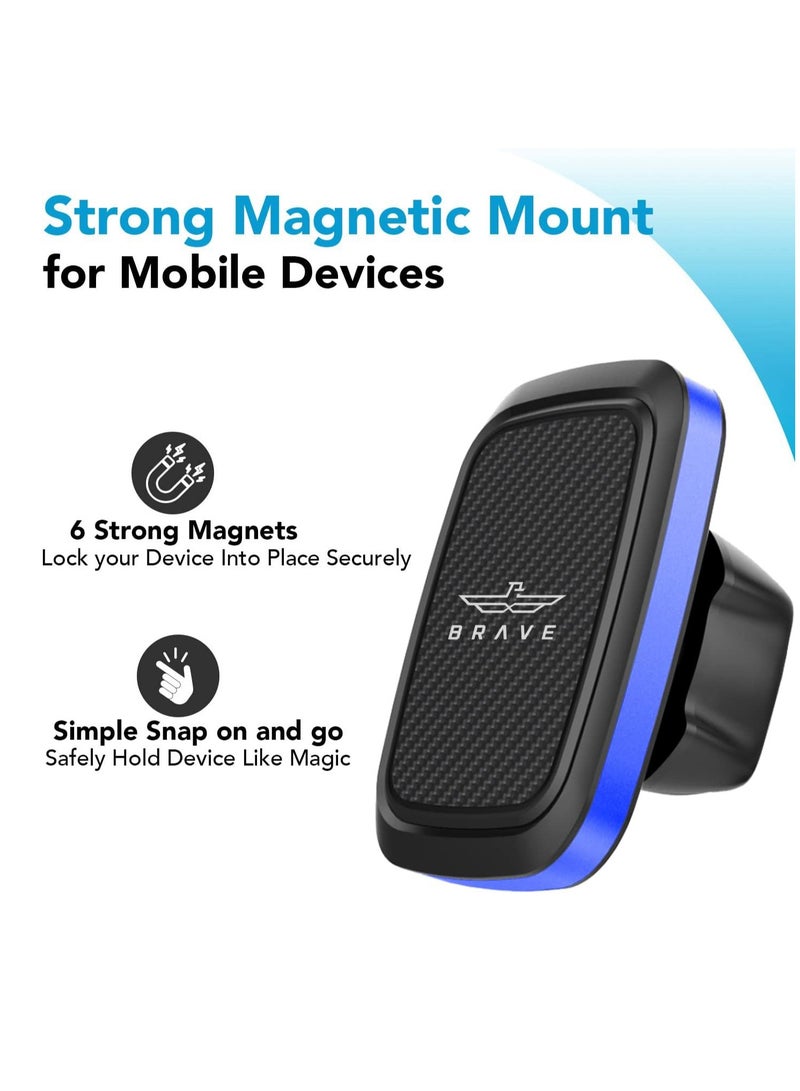 Brave Magnetic Car Phone Holder (Car Mount) for Dashboard and Windshield, 6 Strong Magnets N52, Universal Mount Compatible with iPhone Air, 17/17 Pro, 17 Pro Max, 16, 15, 14, 13, 12 Series, Samsung Galaxy 25, 24, 23, 22 Ultra, Google Pixel, Xiaomi, OnePlus, Oppo - Secure Mount, Adjustable Base, Anti-slip Design for Off-Road and Rough Surfaces - Image 2