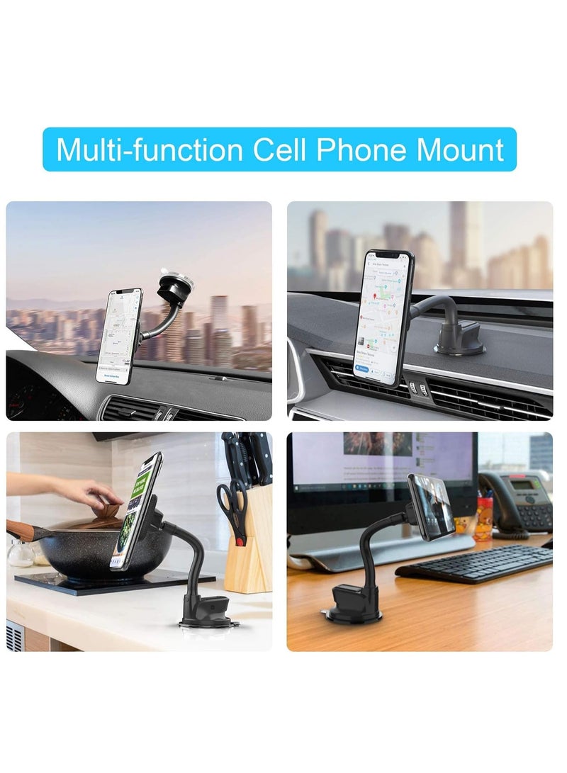 Brave Magnetic Car Phone Holder (Car Mount) for Dashboard and Windshield, 6 Strong Magnets N52, Universal Mount Compatible with iPhone Air, 17/17 Pro, 17 Pro Max, 16, 15, 14, 13, 12 Series, Samsung Galaxy 25, 24, 23, 22 Ultra, Google Pixel, Xiaomi, OnePlus, Oppo - Secure Mount, Adjustable Base, Anti-slip Design for Off-Road and Rough Surfaces - Image 3