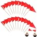 Qianyu 100 Pcs Solid Toothpick Flags Small Mini Plain Red Blank Triangle Stick Cupcake Toppers Flags Fruit Cheese Markers Labels for Wedding Party Buffet Appetizers DIY Decorations Red - Image 2