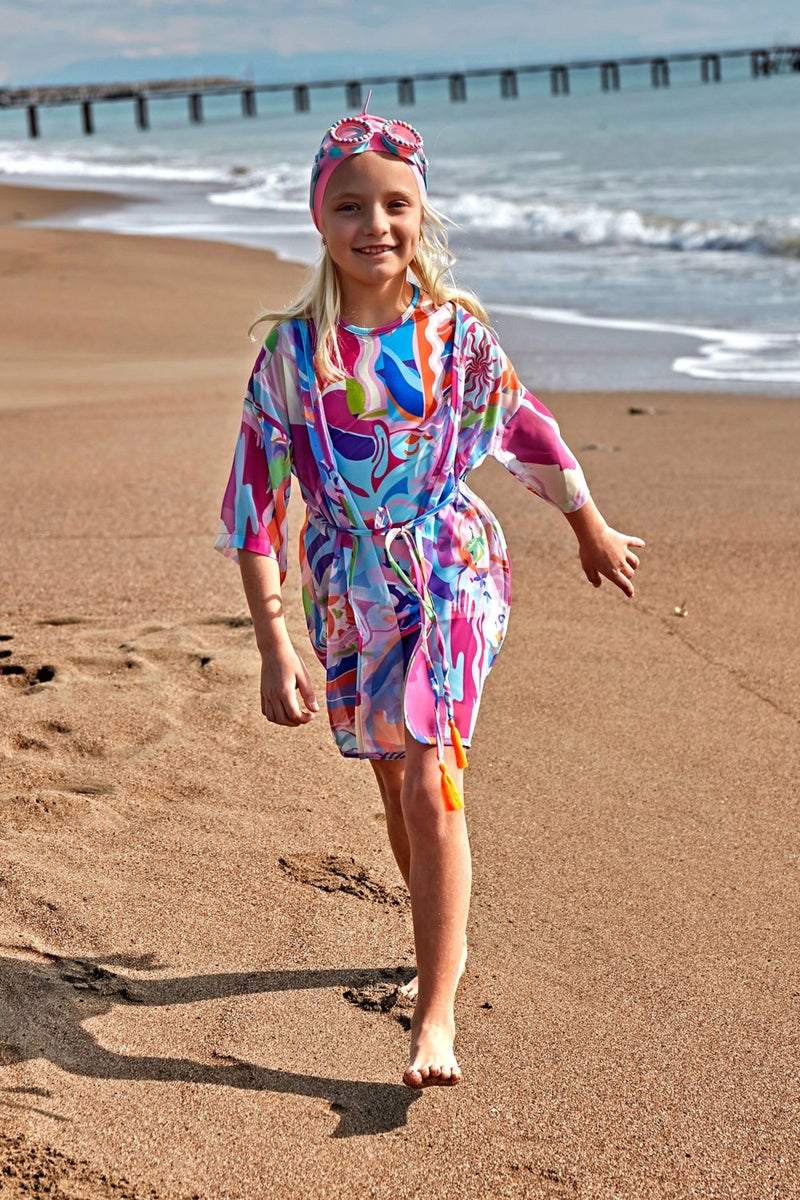 Marina Kids Patterned Colorful Kimono P2425  - Image 4
