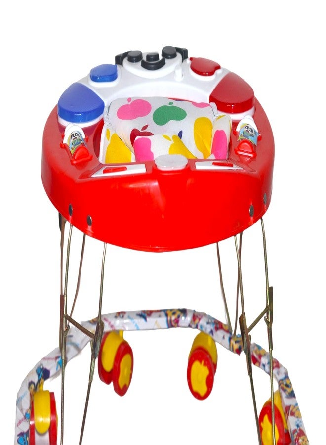 EVOSHINE Baby Walker with Music, 8 Bend Unique Design, Heavy Duty Metal Frame, 6-18 Months Baby Activity Walker, Safe & Comfortable First Step Walking Support (Red) - Image 5