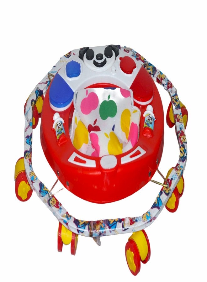 EVOSHINE Baby Walker with Music, 8 Bend Unique Design, Heavy Duty Metal Frame, 6-18 Months Baby Activity Walker, Safe & Comfortable First Step Walking Support (Red) - Image 4