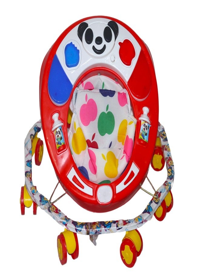 EVOSHINE Baby Walker with Music, 8 Bend Unique Design, Heavy Duty Metal Frame, 6-18 Months Baby Activity Walker, Safe & Comfortable First Step Walking Support (Red) - Image 2