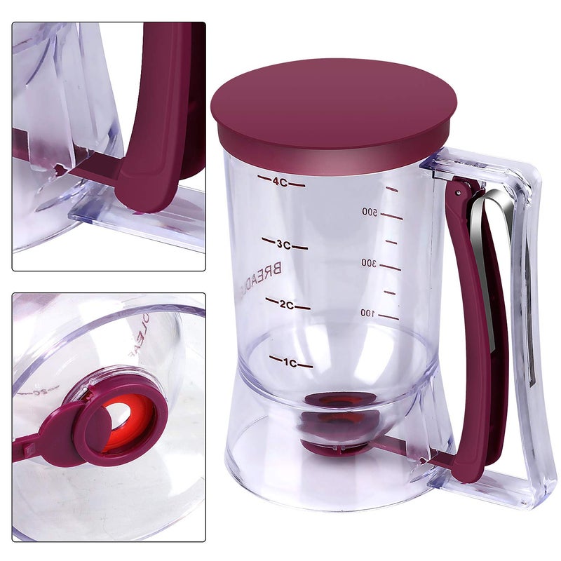 BBSTARZ Pancake Batter Dispenser â€“ 4-Cup Batter Dispenser with Squeeze Handle & Measuring Marks for Pancakes, Waffles, Muffins, Crepes & Cupcakes â€“ Baking Tool (purple) - Image 5