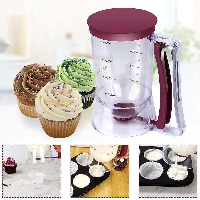 BBSTARZ Pancake Batter Dispenser â€“ 4-Cup Batter Dispenser with Squeeze Handle & Measuring Marks for Pancakes, Waffles, Muffins, Crepes & Cupcakes â€“ Baking Tool (purple) - Image 4