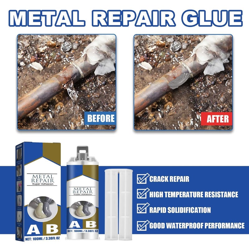 Excefore Metal Glue, Heavy Duty Metal Adhesive, Metal Repair Magic Ab Glue, Super Glue For Metal, Cold Weld Metal Repair, Repairing & Bonding, Metals, Ceramics, Glass, Various Plastics, Boats, Cars,100G - Image 2