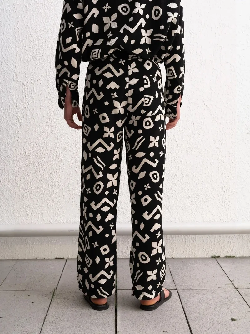 جيستو GIESTO Ethnic Print Relaxed Fit Drawstring Pants