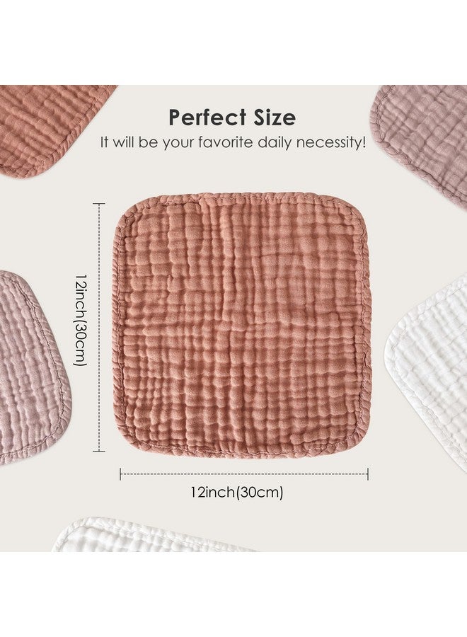 Sunny zzzZZ Baby Muslin Washcloths -100% Cotton Muslin Soft Absorbent Large Baby Bath Wash Cloths for Newborns Kids Girls and Boys -12 Pack, 12x12 Inches - White+Light Bean Paste Series - Image 3