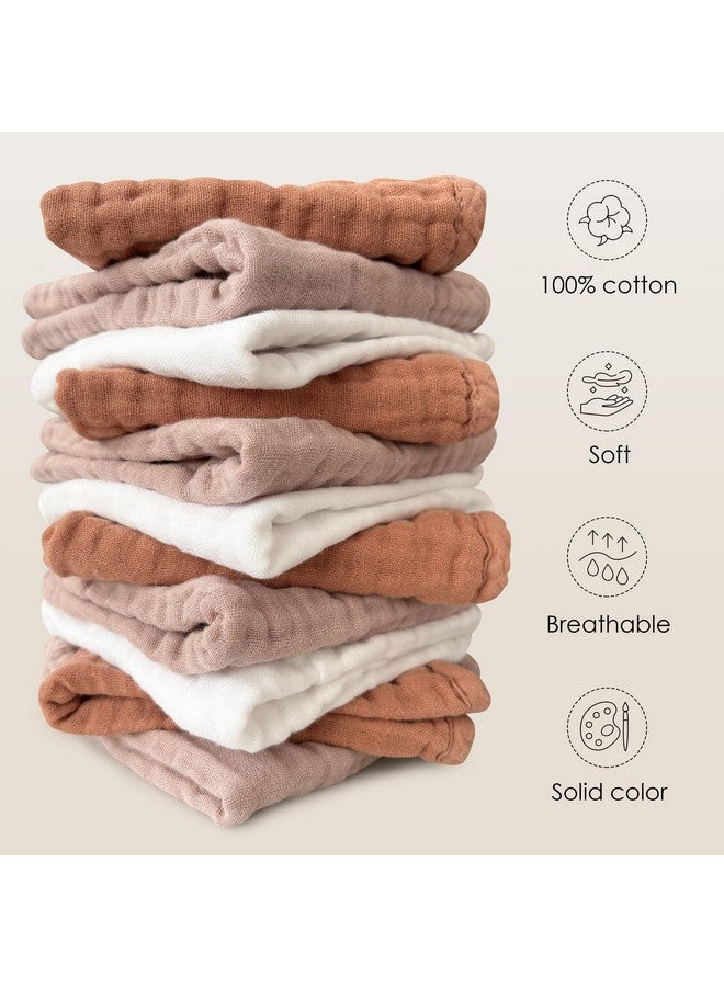 Sunny zzzZZ Baby Muslin Washcloths -100% Cotton Muslin Soft Absorbent Large Baby Bath Wash Cloths for Newborns Kids Girls and Boys -12 Pack, 12x12 Inches - White+Light Bean Paste Series - Image 5