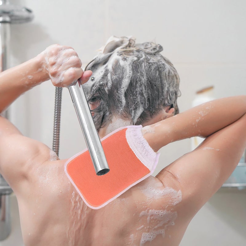 🚽 قفازات استحمام للتقشير وتنظيف الجسم 21x14 سم برتقالي - Image 2