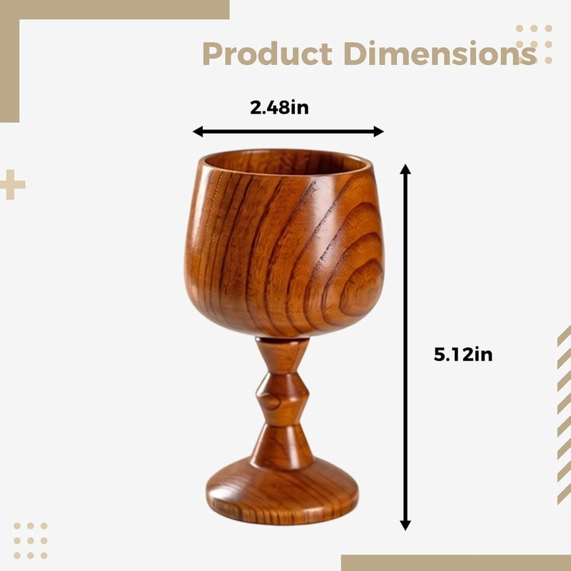 BOSREROY Wine Cup Goblet, 2.5 X 5.1 In, Japanese Sour Jujube Wood Chalice, Solid Wood, Stable Base For Water, Tea, Coffee, Kitchen Dining - Image 4