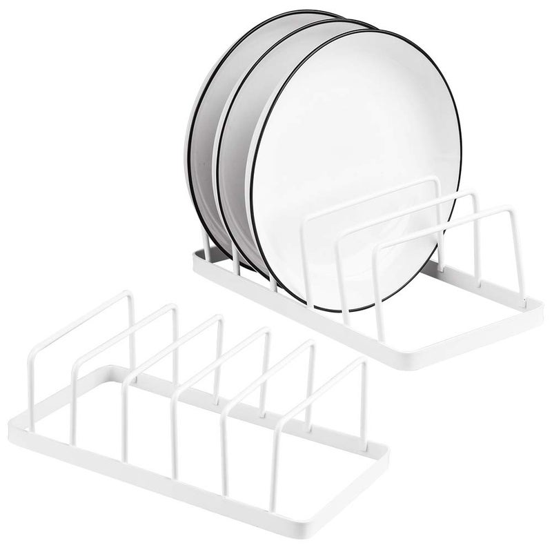 Tomorotec Dish Plate Storage Drainboard 2Pack Alloy Steel Kitchen Pot Lid Holder Dish Plate Drying Rack Drainer Stand Multifunctional Cabinet Organizer