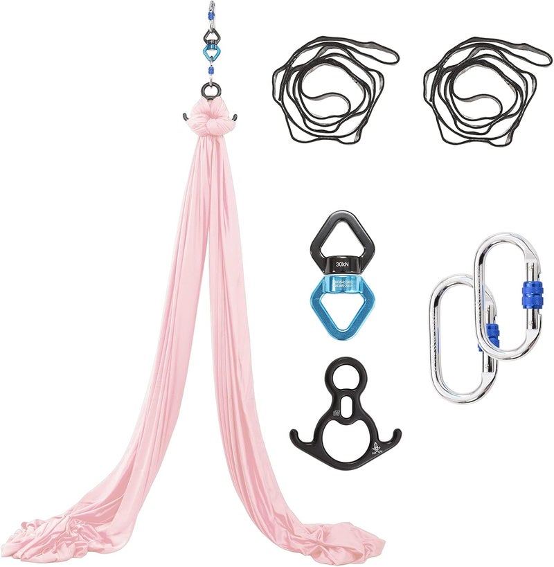 SKYPHAROS Aerial Silks Yoga Swing Set - 9/11 Yards Aerial Yoga Hammock Kit Anti-Gravity Flying for Fitness, Low/Non Stretch Nylon Tricot Fabric Hardware Included for Dance - Image 5