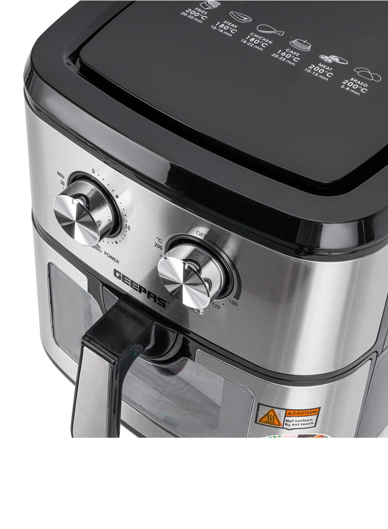 GEEPAS Air Fryer  9.2 L With 30 Min Timer| Pot With A Rack, Both With Non Stick Coating, Oil Free, Adjustable Time & Temperature, Vortex Air Frying Technology, Cooks 30% Faster 9.2 L 1800 W GAF37542 Silver/Black - Image 2