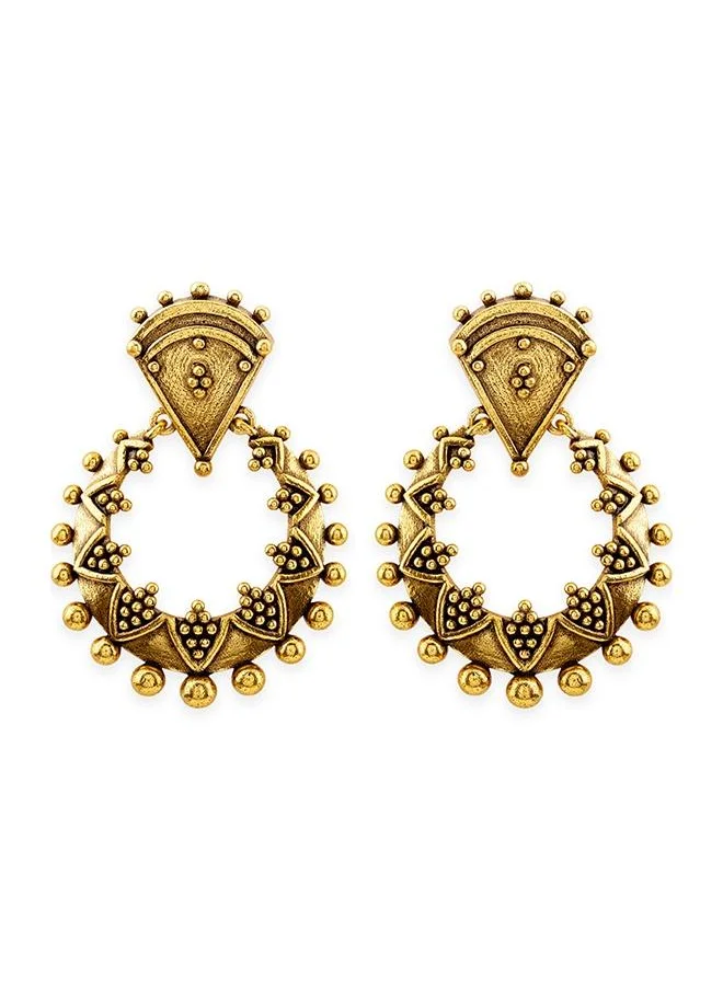VOYLLA Rava Ball Oxidized Gold Plated Hoop Style Earrings