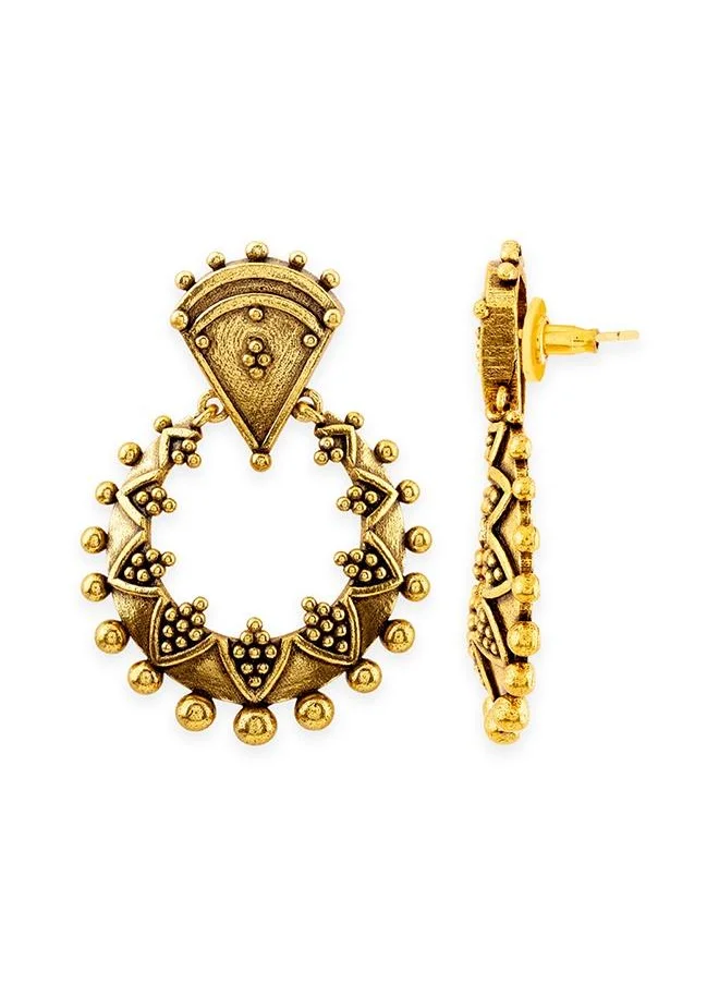 VOYLLA Rava Ball Oxidized Gold Plated Hoop Style Earrings