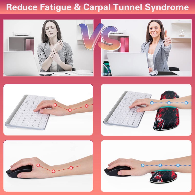 Canjoy Gaming Mouse Pad Set, 4-in-1 XXL Large Mouse Pad + Keyboard Wrist Rest Support+ Coaster, (35.4Ã—15.7 in) Extended Desk Pad Memory Foam Non-Slip Desk Mat for Home Office - Image 5