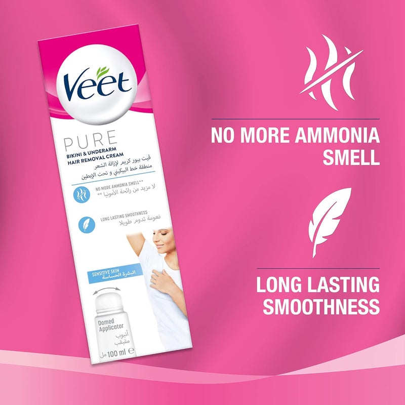 Veet Pure Bikini & Underarm Hair Removal Cream - 100ml - Image 2