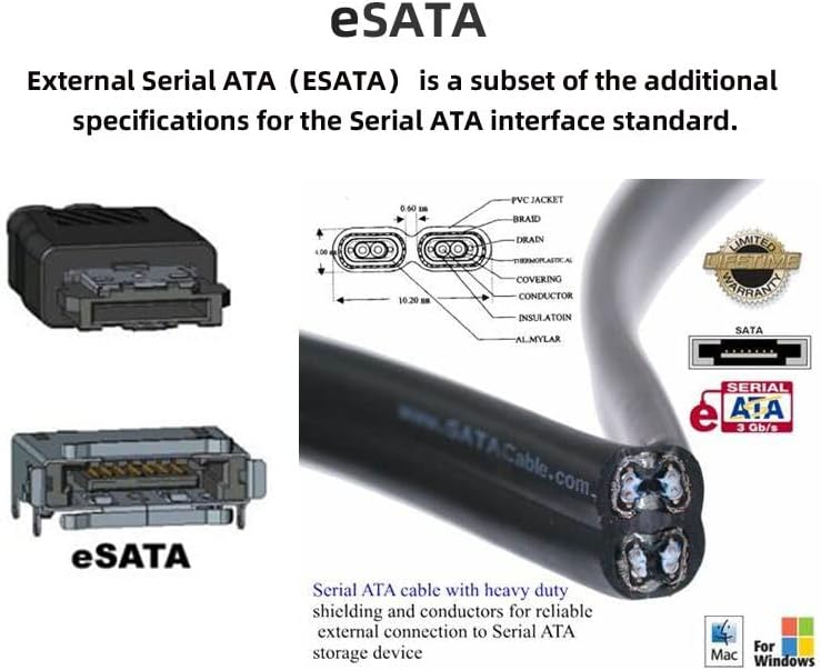 تشينيانغ كابل تمديد من نوع SATA 7P ذكر إلى eSATA 7P أنثى لقرص صلب PS3 بطول 50 سم من تشينيانغ - Image 3