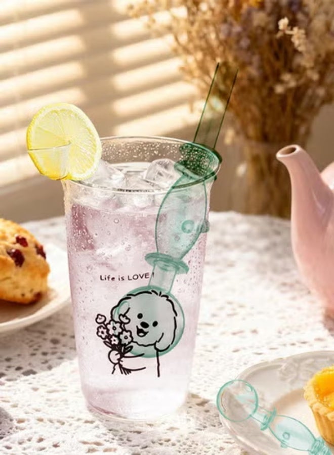 1 high-quality heat-resistant glass straw borosilicate materials, durable (green)