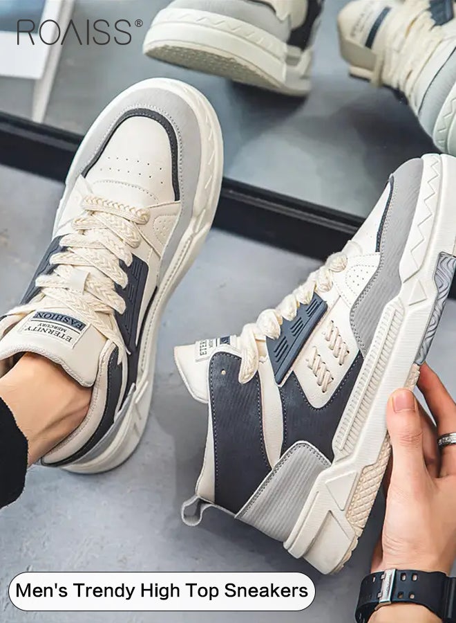 رويس حذاء رياضي رجالي مريح وجيد التهوية برباط متوسط ​​الارتفاع، مقاوم للانزلاق والتآكل، ذو نعل سميك ومقدمة مستديرة، حذاء مسطح خارجي، أحذية رياضية كاجوال عصرية من Campus - Image 1