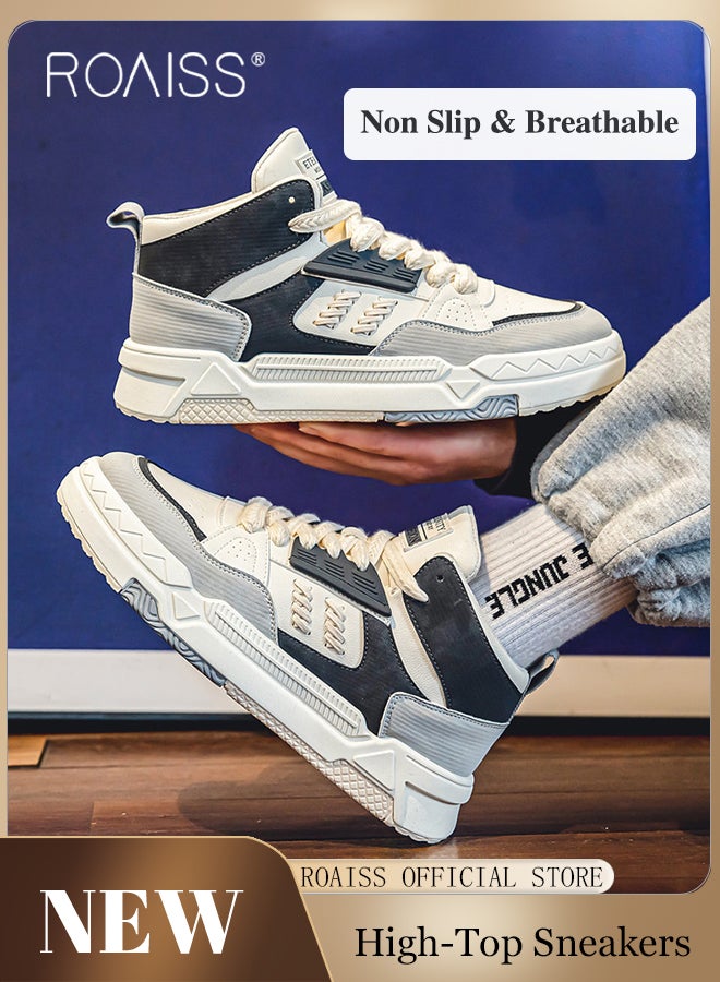 رويس حذاء رياضي رجالي مريح وجيد التهوية برباط متوسط ​​الارتفاع، مقاوم للانزلاق والتآكل، ذو نعل سميك ومقدمة مستديرة، حذاء مسطح خارجي، أحذية رياضية كاجوال عصرية من Campus - Image 2