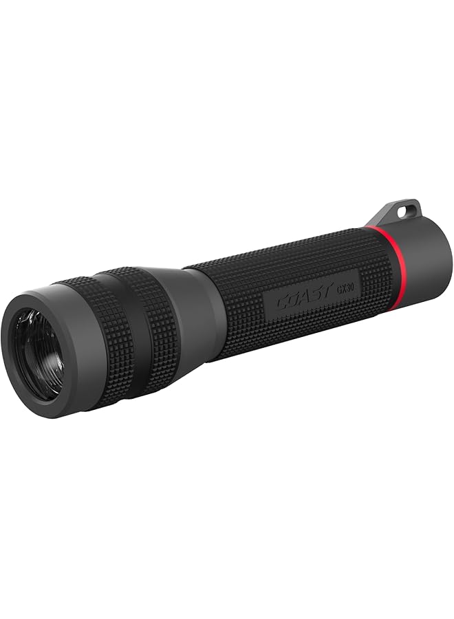Coast GX30 2300 Lumen Waterproof Rechargeable Dual Power LED Flashlight with Twist Focus Anti Roll Cap and Textured Handle - Image 1