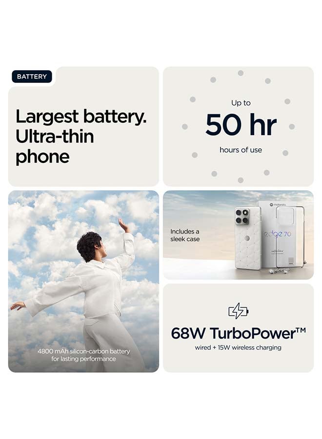موتورولا Edge 70 ثنائي الشريحة 5G 12 رام 512 جيجابايت بانتون Cloud Dancer مع سماعات Moto المجانية - النسخة الشرق أوسطية - Image 4