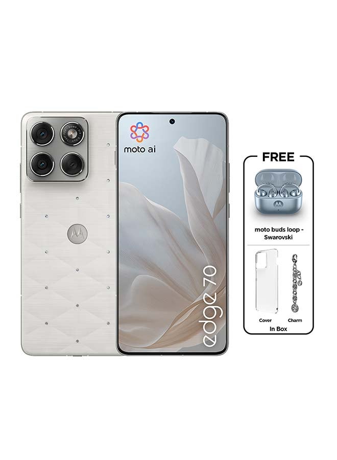 موتورولا Edge 70 ثنائي الشريحة 5G 12 رام 512 جيجابايت بانتون Cloud Dancer مع سماعات Moto المجانية - النسخة الشرق أوسطية - Image 1