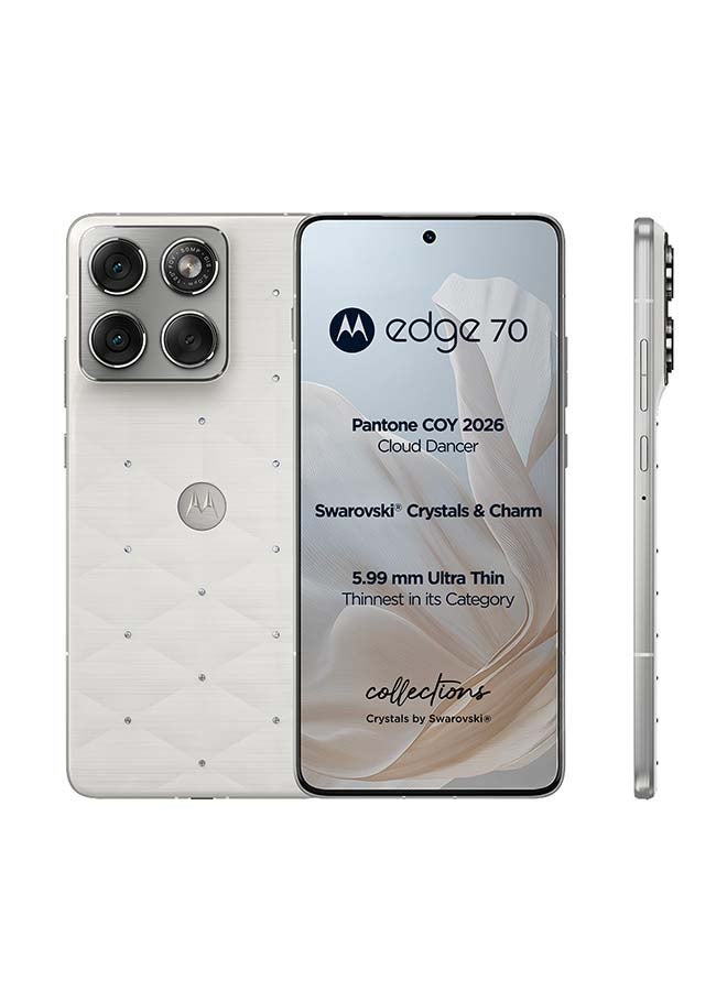 موتورولا Edge 70 ثنائي الشريحة 5G 12 رام 512 جيجابايت بانتون Cloud Dancer مع سماعات Moto المجانية - النسخة الشرق أوسطية - Image 2