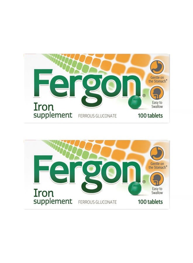 Fergon High Potency Iron Supplement Tablets, 100 Count, Pack of 2 - Image 1