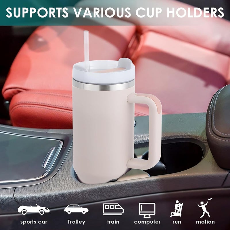 JOLYMIT 1200ml Hot and Cold Insulated Cup Leak Proof Mug for Gym Travelling Car Stainless Steel Vacuum Cup Tumbler with Lid and Straw Cream - Image 4