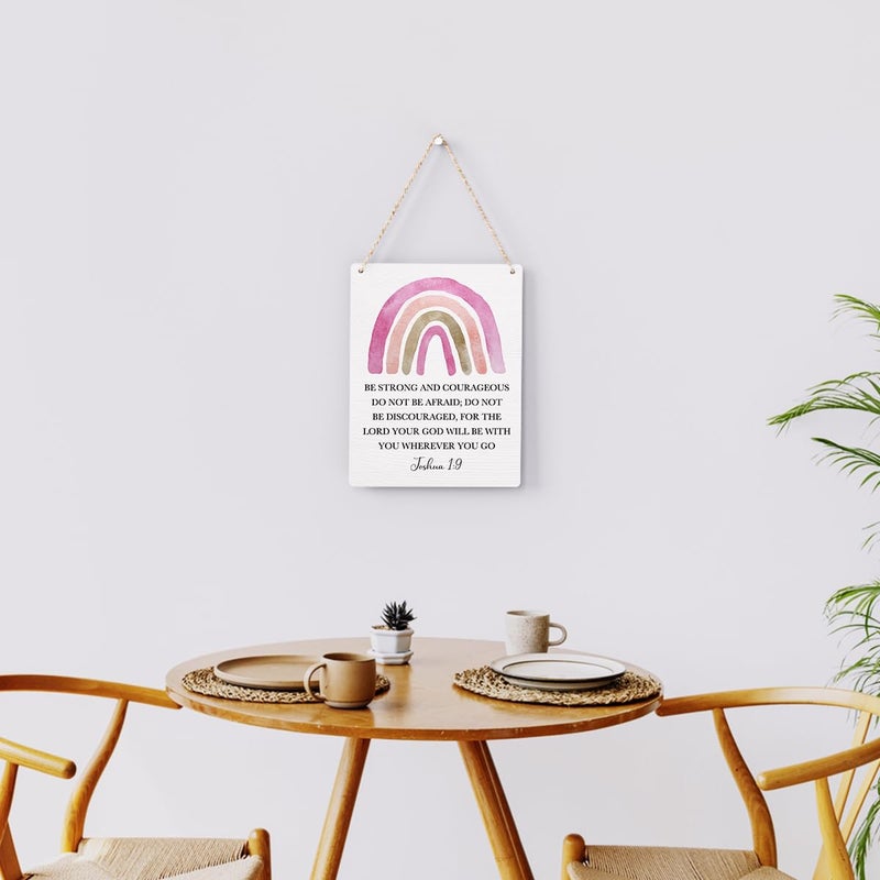 BELLOWDEER Inspirational Boho Scripture Wall Art Bible Verses Joshua 1:9 Wooden Hanging Sign Prayer Room Decor Religious Gift Christian Wall Decor for Home Office Bedroom Baby Boys Girls Room Nursery 8x10 Inches - Image 4