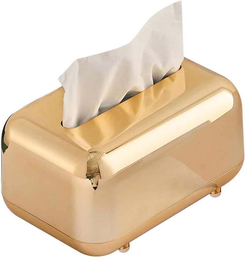 Electroplating Tissue Box, Large Capacity, Plastic, 18x12x11cm, Retro Style - Innovative Storage Solution, Minimalist Design, Ideal for Living Room and Office - Image 1