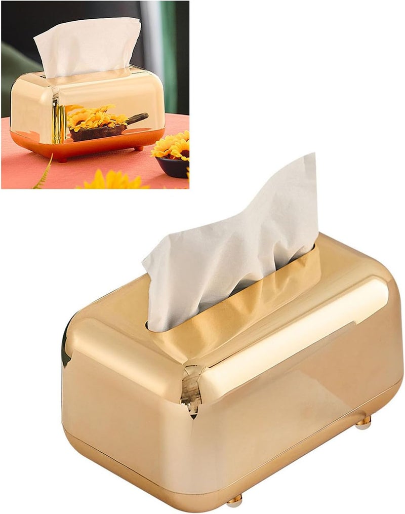 Electroplating Tissue Box, Large Capacity, Plastic, 18x12x11cm, Retro Style - Innovative Storage Solution, Minimalist Design, Ideal for Living Room and Office - Image 5