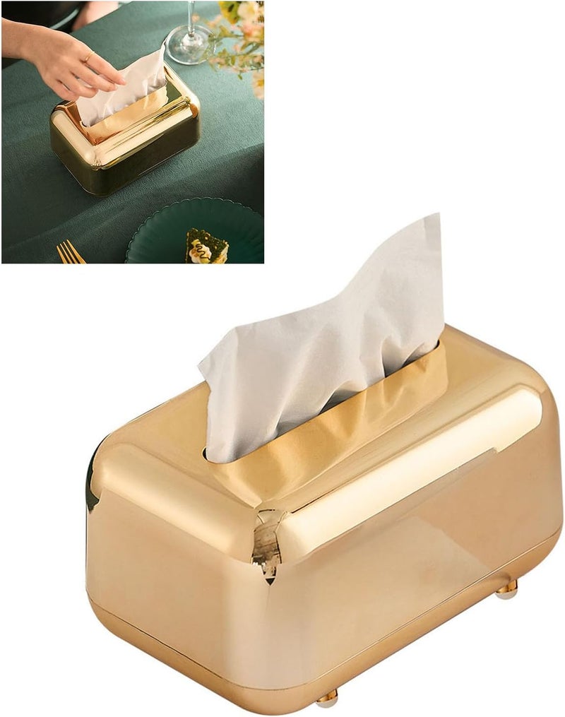 Electroplating Tissue Box, Large Capacity, Plastic, 18x12x11cm, Retro Style - Innovative Storage Solution, Minimalist Design, Ideal for Living Room and Office - Image 4