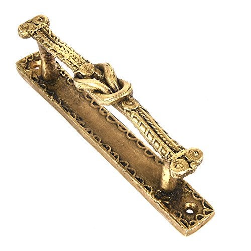 Indian-Shelf 1 Pack Classical Brass Cabinet Handles Unique Door Handle Interior Vintage Gold Decorative Drawer Pulls - Image 1
