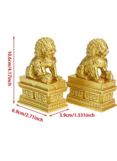 Excefore Chinese Style Pair of Lion Statue, Foo Dogs Decor Stone Lion,Chinese Style Feng Shui Statues Auspicious Ornaments,  Suitable for Home Decor, Store Opening Gift, House Warming  - Image 3