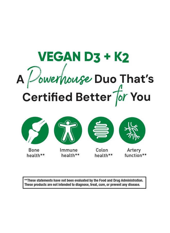 Country Life Vegan D3 + K2 - 5000 IU Vitamin D3 & 100 mcg MK-4 & MK-7 | Supports Bone, Immune, Colon & Artery Health | Certified Vegan, Gluten-Free, B-Corp, 60 Capsules - Image 4