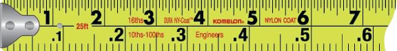 Komelon 52425IE; 25' x 1.06" Powerblade II" Engineer Tape Measure; Yellow/Black - Image 3